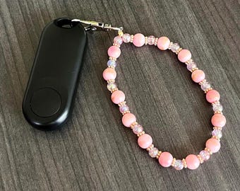 Pink Beaded E-Reader Page Turner Bracelet: Kindle Accessory Wristlet, Key Chain