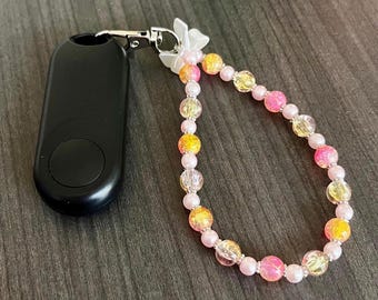 Pink and Yellow Beaded E-Reader Page Turner Bracelet: Kindle Accessory Wristlet, Key Chain