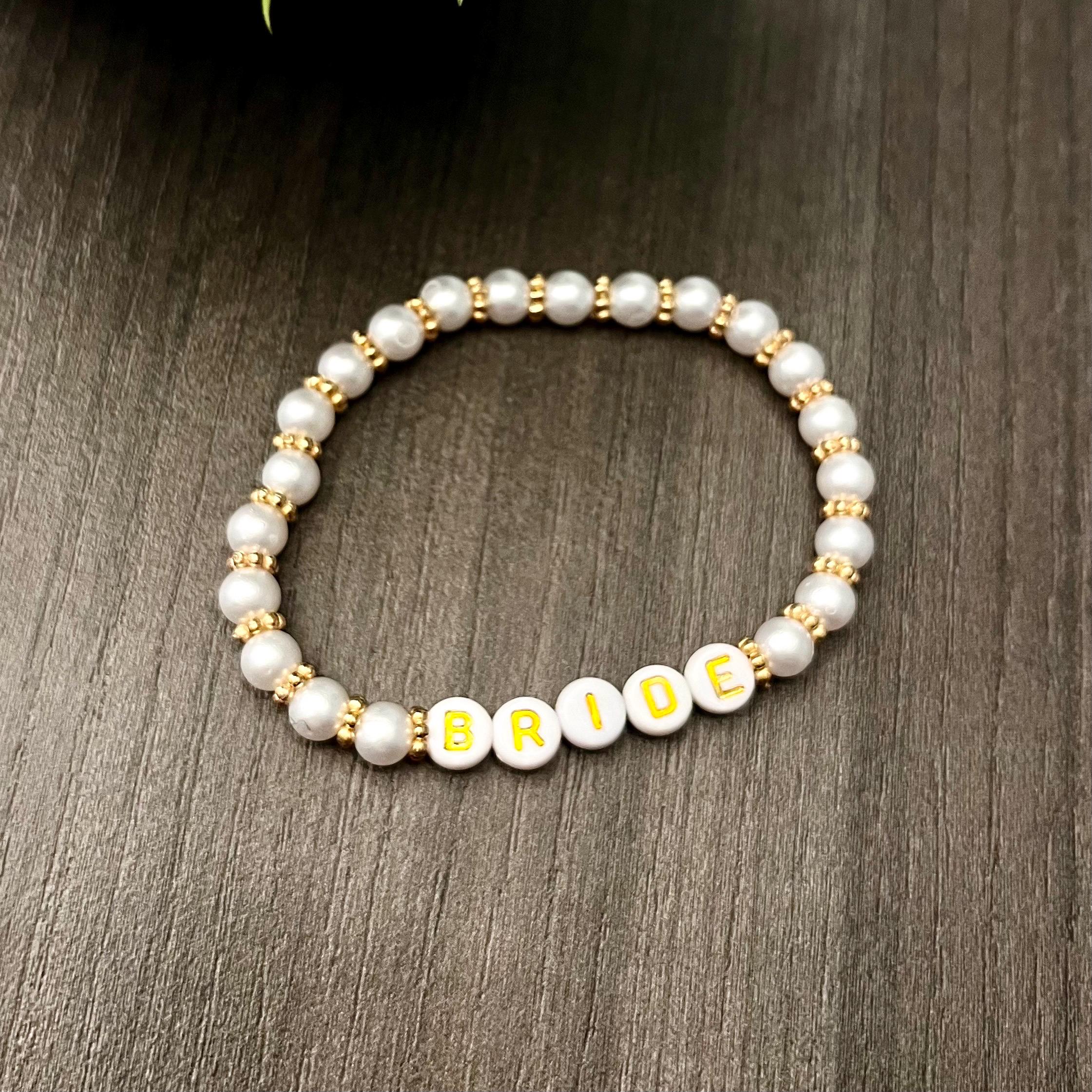 In My Bride Era Bracelet, Inspired Friendship Bracelet, Engagement Gift, Bride Bracelet, Gold and White Bride Bracelet