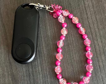 Bright Pink Beaded E-Reader Page Turner Bracelet: Kindle Accessory Wristlet, Key Chain