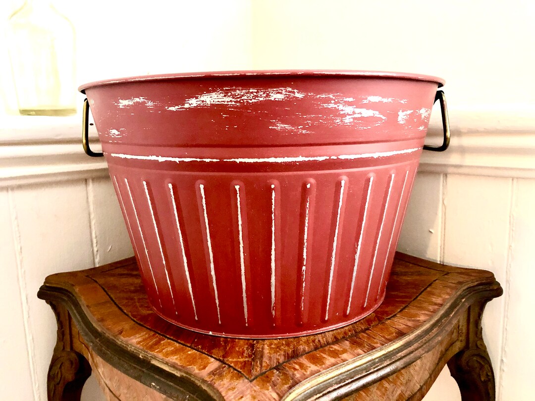 Chalk Painted Metal Bucket Metal Bucket Outdoor Ice Bucket Etsy