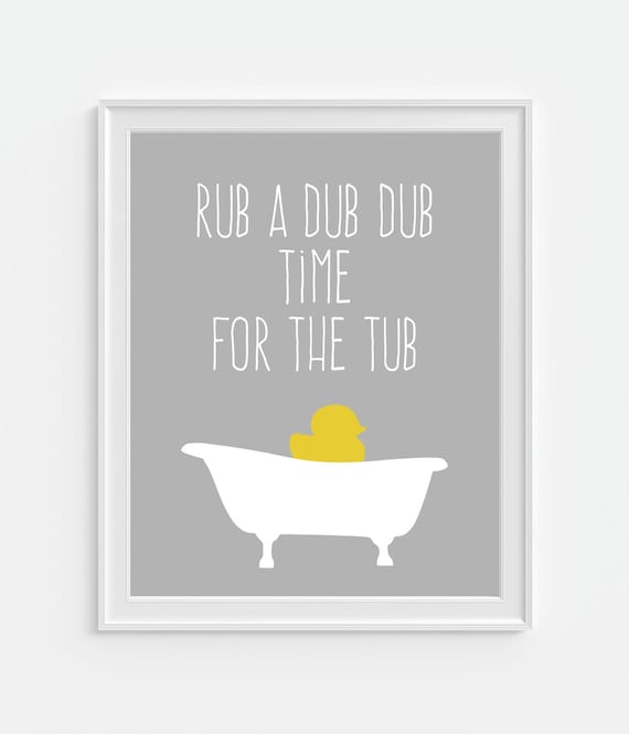 Bathroom Decor Rubber Duck Bath Time Art Print Rub A Etsy