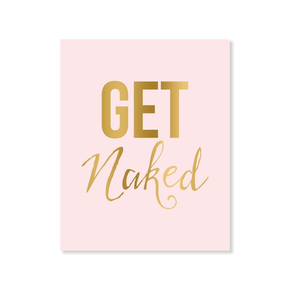 Bathroom Decor Get Naked Humorous Funny Art Print Pink Etsy