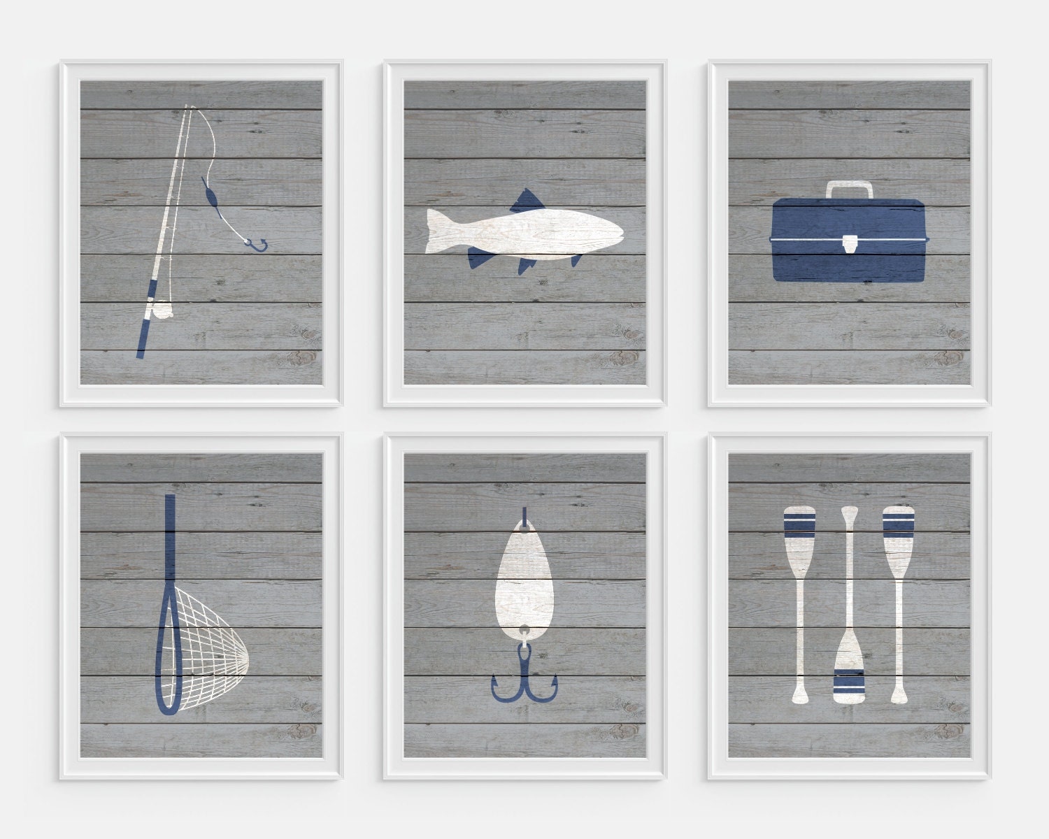 Fishing Art Prints Fish Wall Decor Boys Wall Art Gray Wall Etsy