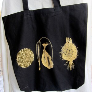 tote bag black calico fibonacci cactus botanical design