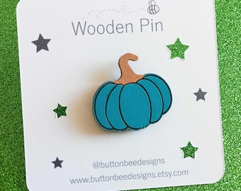 Halloween/Autumn Wooden Pumpkin Pin (Multiple Colours Available)