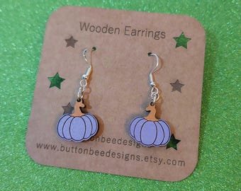 Halloween/Autumn Wooden Pumpkin Earrings (Multiple Colours Available)