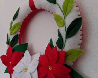 Christmas Poinsettia Felt Wreath