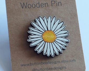 Handmade Wooden Daisy Pin