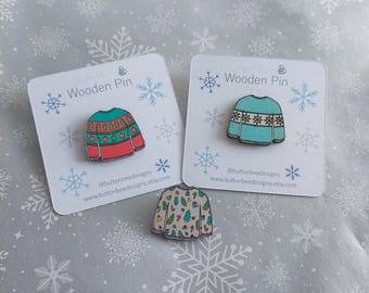 Christmas Jumper Wooden Pin