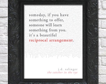 literary art print / book quote // the catcher in the rye; j.d. salinger / unframed