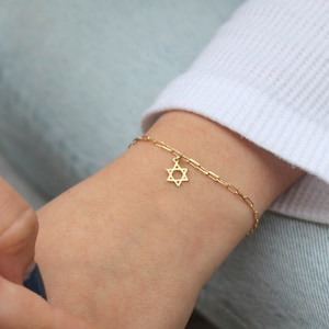 Gold bracelet Magen david, Star of David charm, Bracelet Jewish star,jewelry Stand for Israel