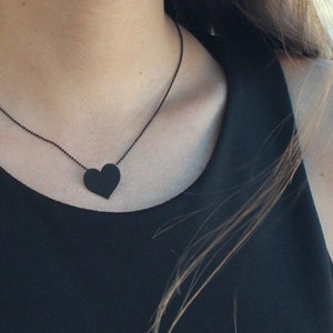 Black Heart Necklace, Delicate Heart Jewelry, dainty heart necklace for women, holiday gifts ideas, personalized gifts for her christmas