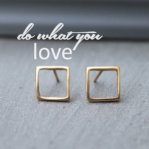 Stud Earrings Gold, Square gold studs, Minimalist earrings, gold geometric earrings, simple stud earrings