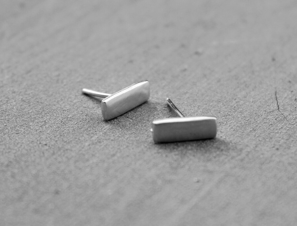 Gold Bar Earrings Bar Stud Earrings Men Earrings Stud Earrings Etsy