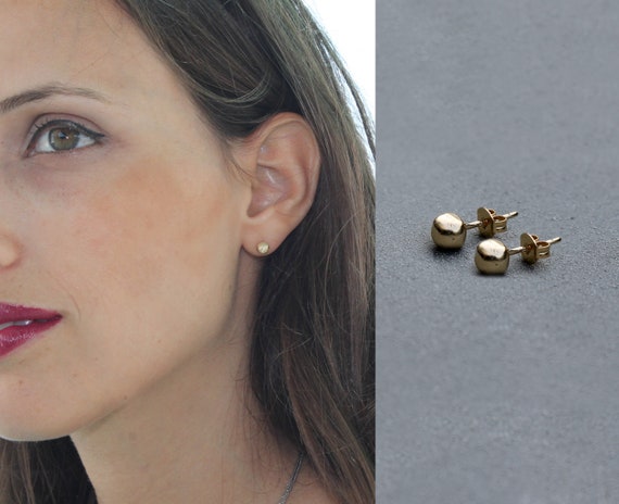 Small gold shop nugget earrings