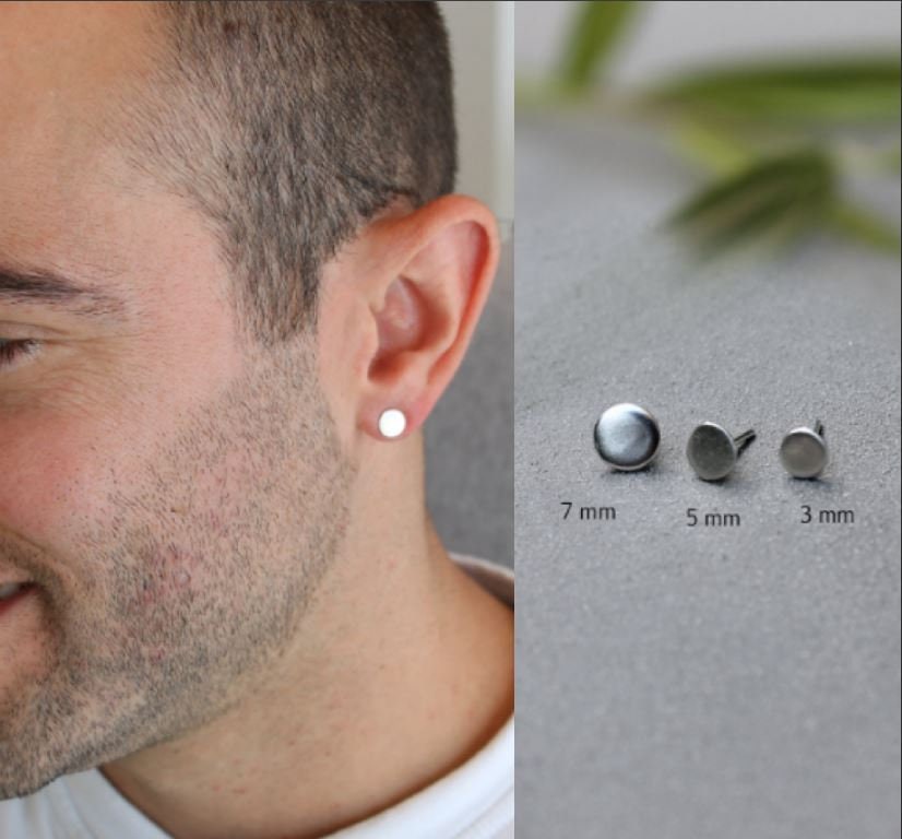 Black Diamond Stud 925 Sterling Silver Earrings for Men