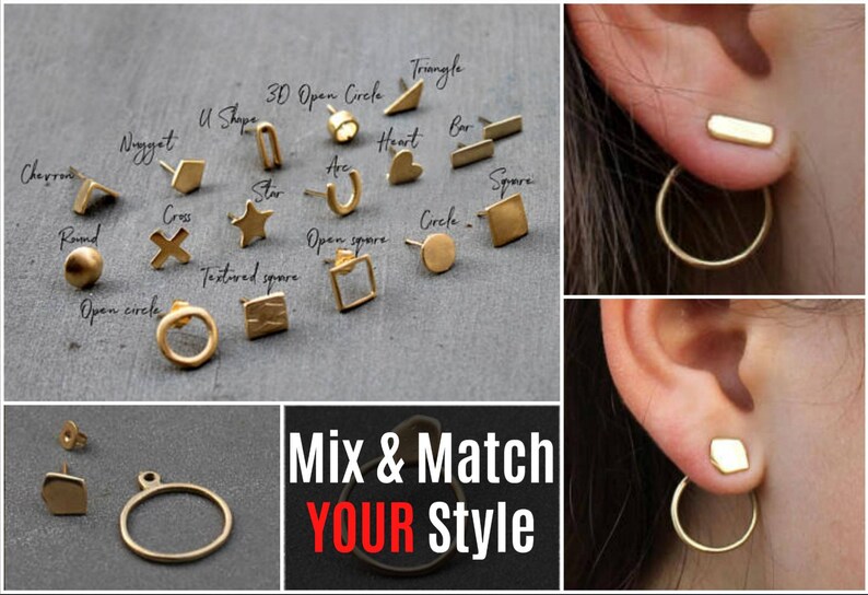 Gold Ear Jacket Earring Gold Dainty earrings Made in israel Etsy