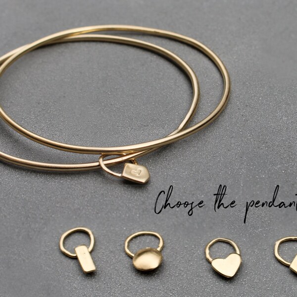 Gold Charm Bangle Etsy