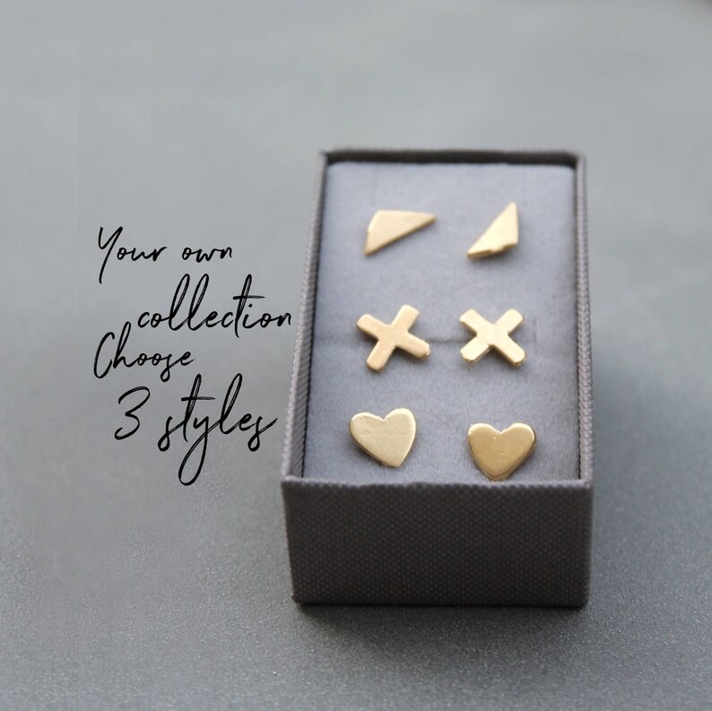 Earring set of 3 Earrings gold stud Earring Set Gold Etsy