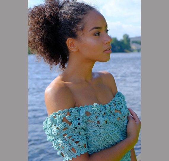 Crochet Dress Open Back Concert Dress Off Shoulders Engagement Etsy