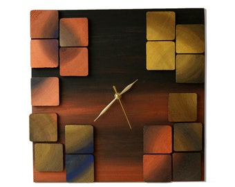 Deco Mystic / Wood wall clock / Geometric mosaic / Original design Liliana Stoica