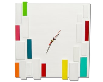 Deco Urban / Relógio de parede em madeira / Mosaico geométrico / Desenho original Liliana Stoica