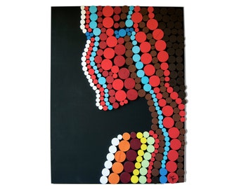 Strand of thoughts SHE / Unique Modern Art / 3D Wood Wall Art Mosaic