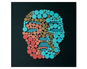VENDAS / Máscara / Arte Moderna Original / Mosaico de Parede de Madeira 3D / Acrílico / Esqueleto