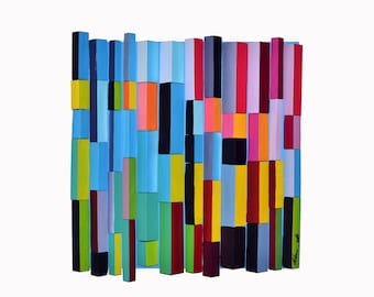 Arte de parede de madeira exclusiva "Manhã", pintura em madeira de dois lados, arte 3D