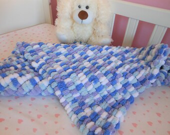 handmade pompom blanket