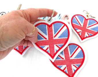 Union Jack keychain for car keys, trolley token keyring gift for her, patriotic key chain for new driver, keys holder for keys chain