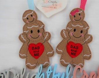 Dad and me gifts, Fathers Day hanging decoration, Fathers Day keepsake, Father Day keep sake gifts, felt gingerbread man gifts