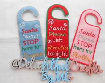 Personalised Santa stop here door hanger, Santa door hanger, Santa stop here door hanger, door hanger for Santa