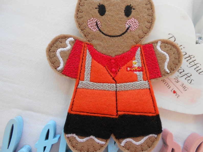 Postman gift idea gift, Royal Mail gifts, post man gifts for mailman, gingerbread postman gifts, felt gingerbread man gifts image 3