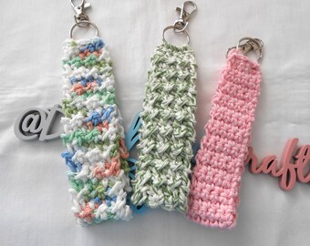 Key fob clip for keys, Wristlet keychain crochet key chain, crochet wristlet for keys holder, crochet keyring for women gifts