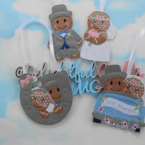 Gingerbread wedding decorations for wedding, just married sign for wedding, wedding horseshoe for wedding, bride and groom wedding keepsake