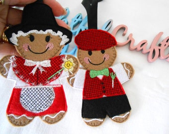 Welsh gingerbread boy and girl, welsh gifts for teachers, gingerbread man gifts, St Davids Day gift, patriotic decor hanging decoration