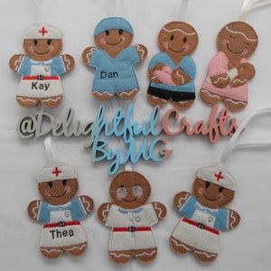 Medical gifts for nurses, felt nurse graduation gift, midwife gift, Felt gingerbread man gifts, gingerbread nurse gifts for women