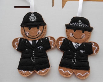 Felt gingerbread policeman gift, police woman gift, policeman retirement gifts, gift for new job, police officer gifts