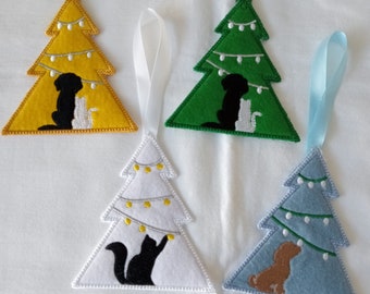 Felt embroidered Christmas decoration, festive tree decorations for tree, felt Christmas ornaments for tree