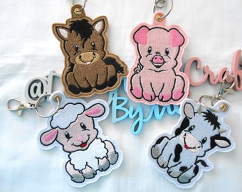 Farm animal keychain for car keys, pig keyring for friend, sheep keychain, horse keychain for new driver, animal lover gift for new home