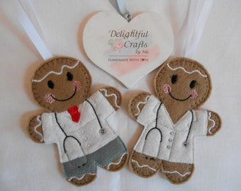 Graduation doctors gift for medical student, gift for doctor man, female doctor gifts, male doctor gift, felt gingerbread man ornament