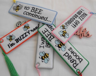 Bookworm gifts for booklovers, bee bookmark bee gifts, embroidered bookmark, reading books bookmark, gifts for books, bumble bee bookmark