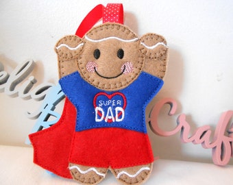 Super dad gifts for daddy, Fathers Day gift for dad, gingerbread man hanging decoration, father gift ideas for home