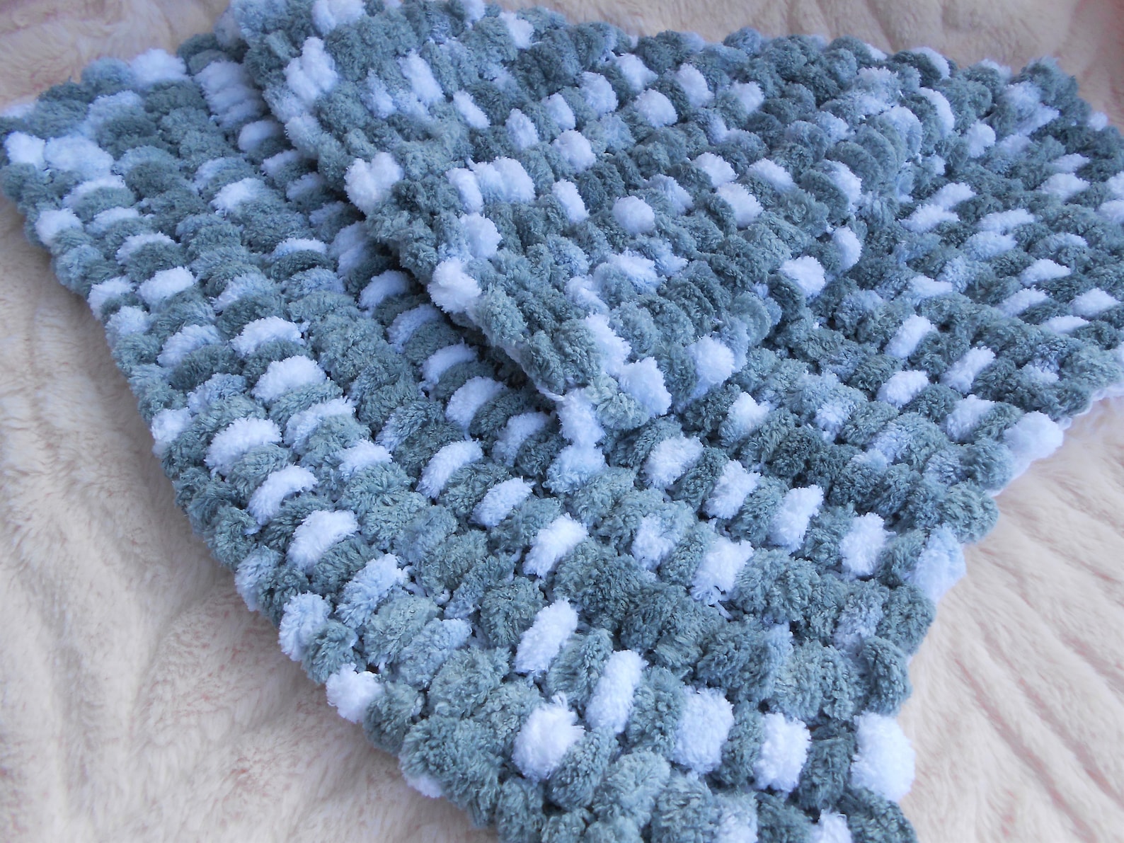 Hand knitted pom pom baby blanket soft pom pom blanket for Etsy