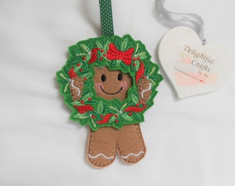 Gingerbread wreath Christmas tree decorations, felt wreath Christmas tree ornaments, gingerbread Christmas decoration for the Christmas tree