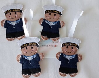 British navy sailor gift, naval gifts for sailors, felt gingerbread man gifts