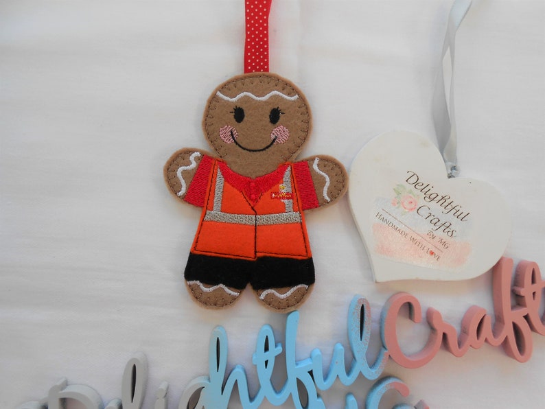 Postman gift idea gift, Royal Mail gifts, post man gifts for mailman, gingerbread postman gifts, felt gingerbread man gifts image 4