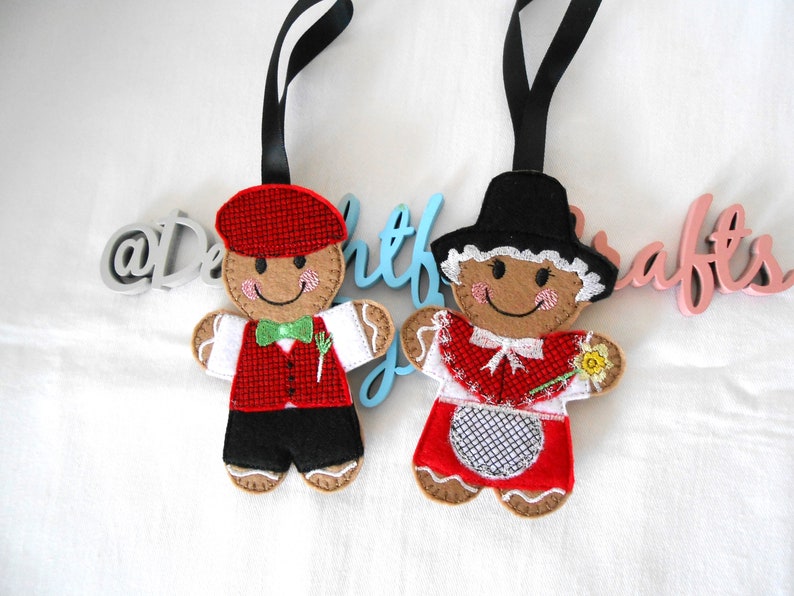 Welsh gingerbread boy and girl, welsh gifts for teachers, gingerbread man gifts, St Davids Day gift, patriotic decor hanging decoration image 5